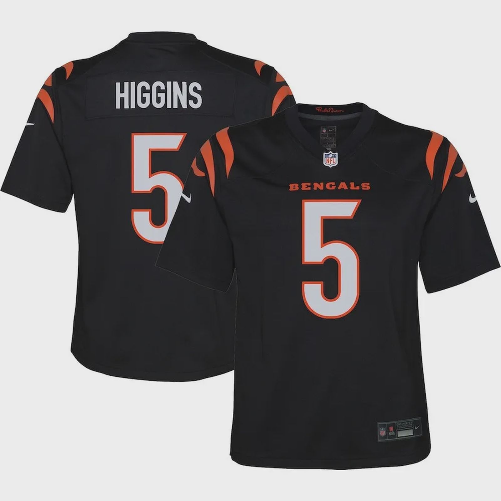 Tee Higgins 5 Cincinnati Bengals Youth Game Player Jersey – Black