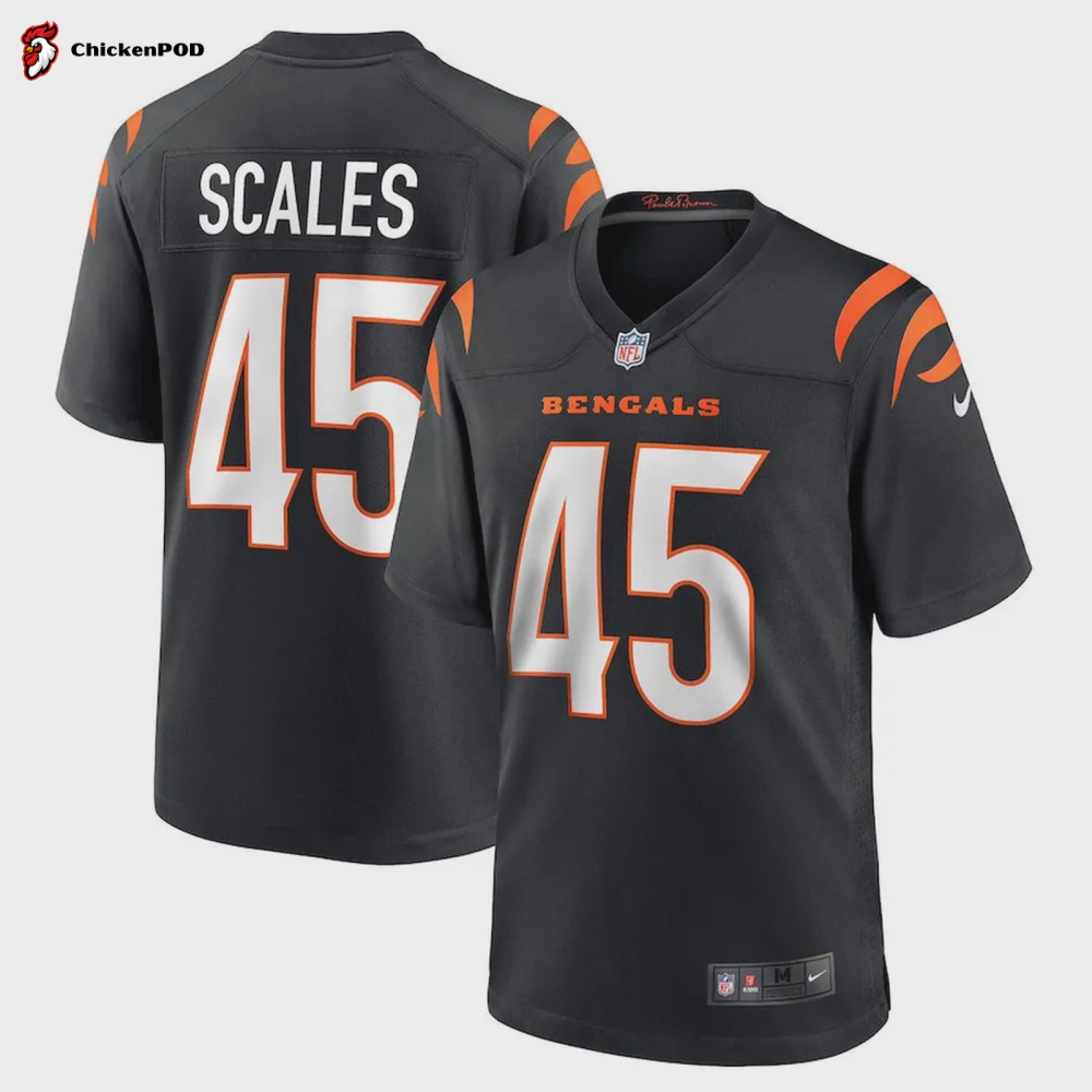 Tegray Scales Cincinnati Bengals Game Player Jersey – Black