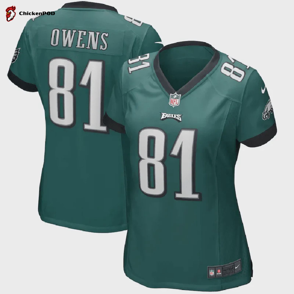 Terrell Owens 81 Philadelphia Eagles Women’s Game Retired Player Jersey – Midnight Green