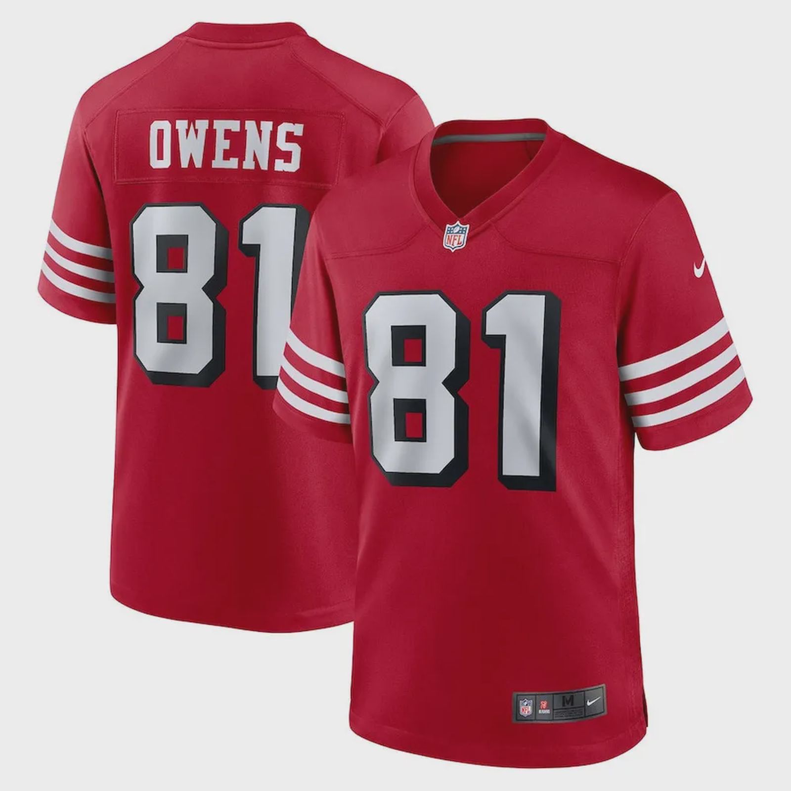 Terrell Owens 81 San Francisco 49ers Retired Alternate Game Jersey – Scarlet