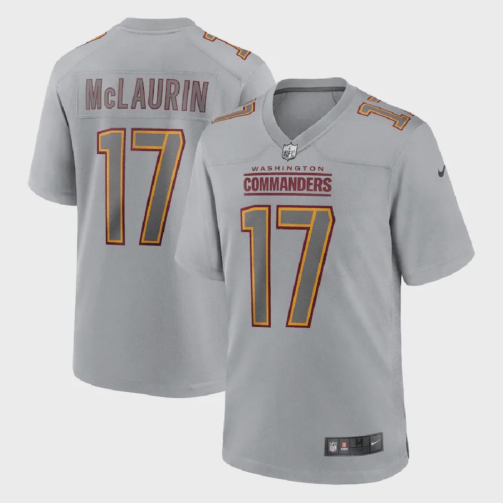 Terry McLaurin 17 Washington Commanders Men Atmosphere Fashion Game Jersey – Gray