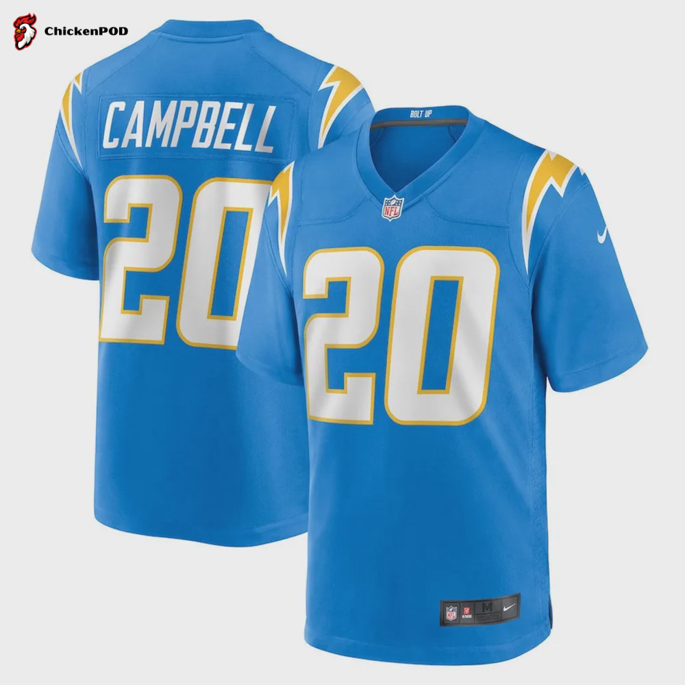 Tevaughn Campbell 20 Los Angeles Chargers Game Player Jersey – Powder Blue