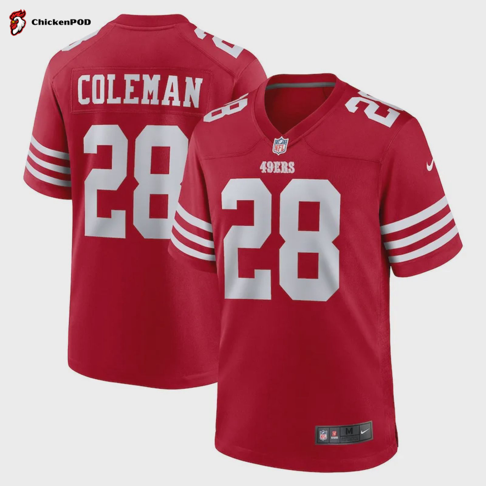 Tevin Coleman San Francisco 49ers Women’s Home Game Player Jersey – Scarlet