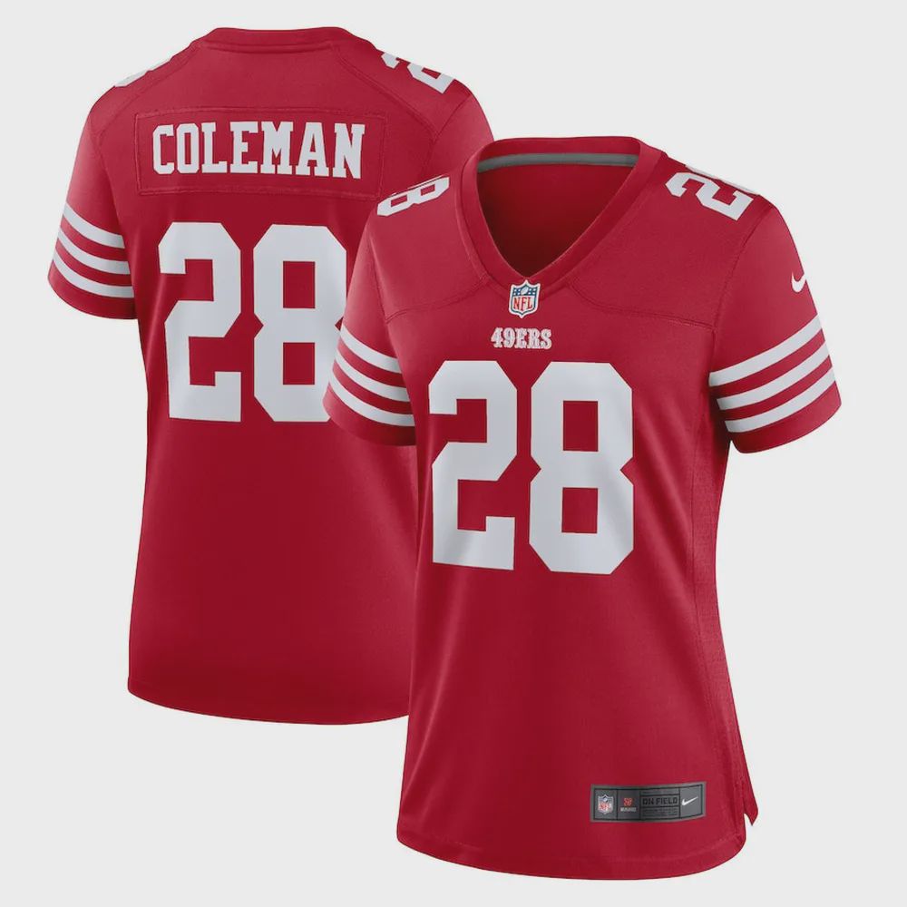 Tevin Coleman San Francisco 49ers Women’s Home Game Player Jersey – Scarlet