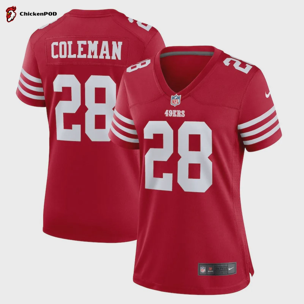 Tevin Coleman 28 San Francisco 49ers Home Game Player Jersey – Scarlet