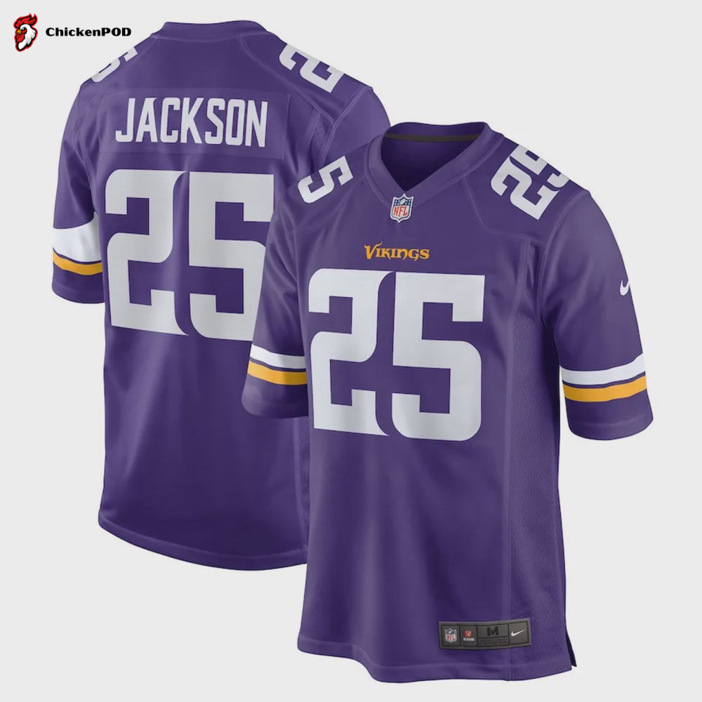 Theo Jackson 25 Minnesota Vikings Home Game Player Jersey – Purple