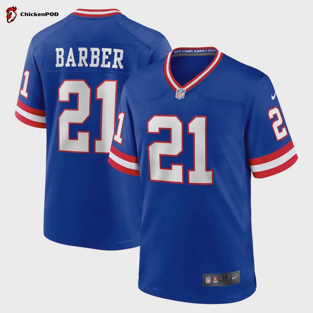 Tiki Barber 21 New York Giants Classic Retired Player Game Jersey – Royal