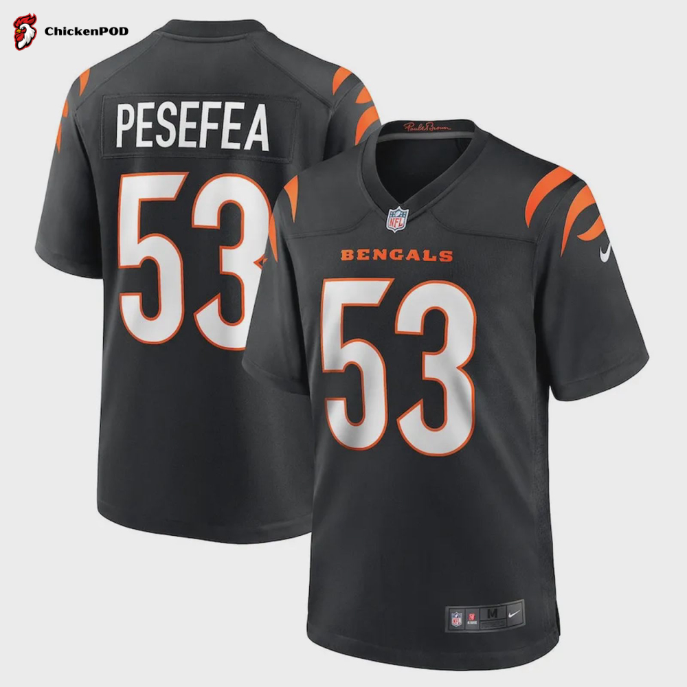 TJ Pesefea 53 Cincinnati Bengals Men’s Team Game Jersey – Black