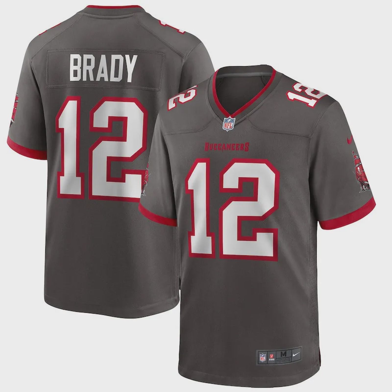 Tom Brady 12 Tampa Bay Buccaneers Alternate Game Jersey – Pewter