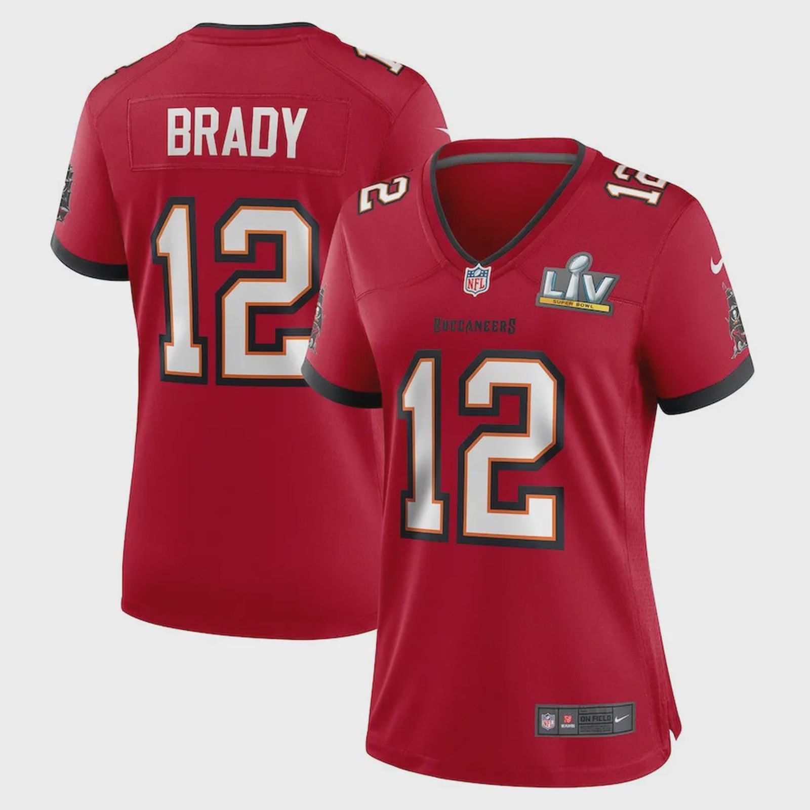 Tom Brady 12 Tampa Bay Buccaneers Women’s Super Bowl LV Game Jersey – Red