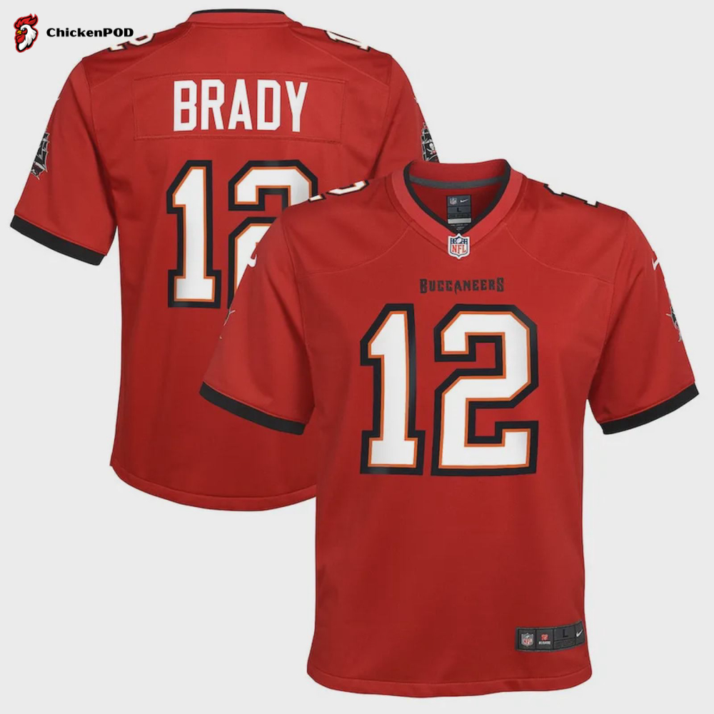 Tom Brady 12 Tampa Bay Buccaneers Youth Game Jersey – Red