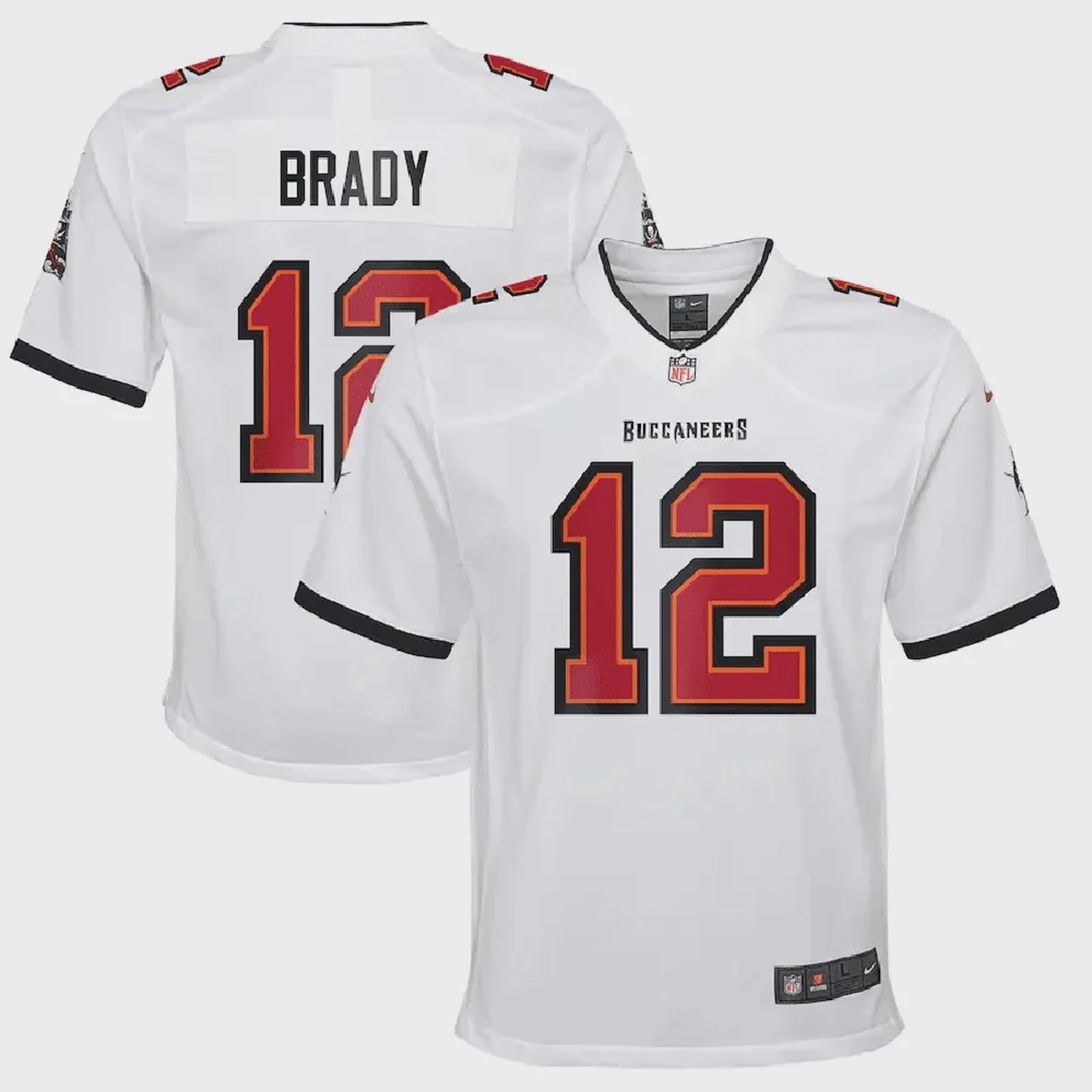 Tom Brady 12 Tampa Bay Buccaneers Youth Game Jersey – White