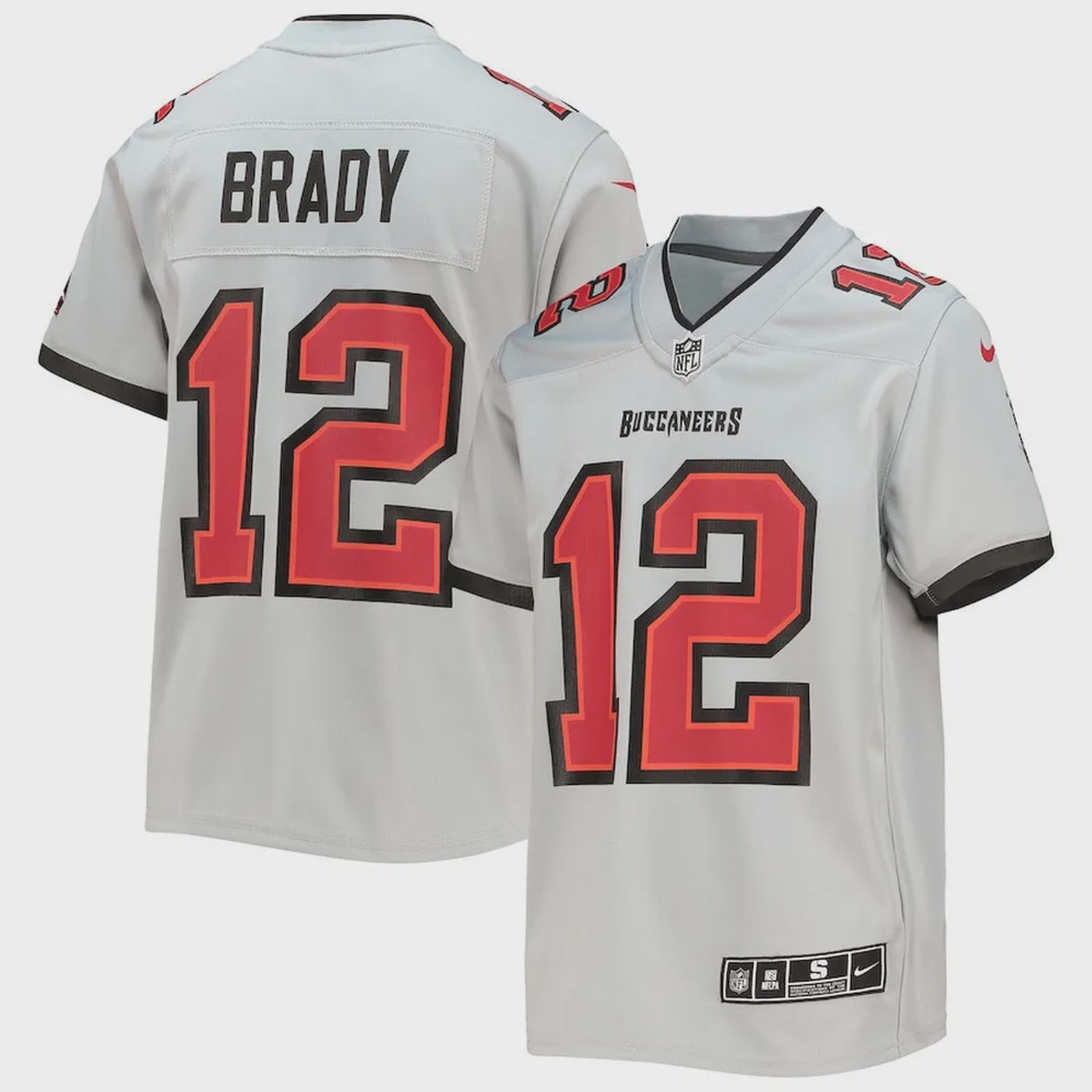 Tom Brady 12 Tampa Bay Buccaneers Youth Inverted Team Game Jersey – Gray