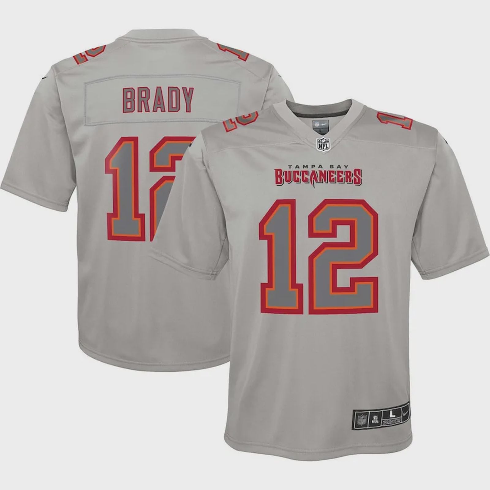 Tom Brady Tampa Bay Buccaneers Youth Atmosphere Game Jersey – Gray