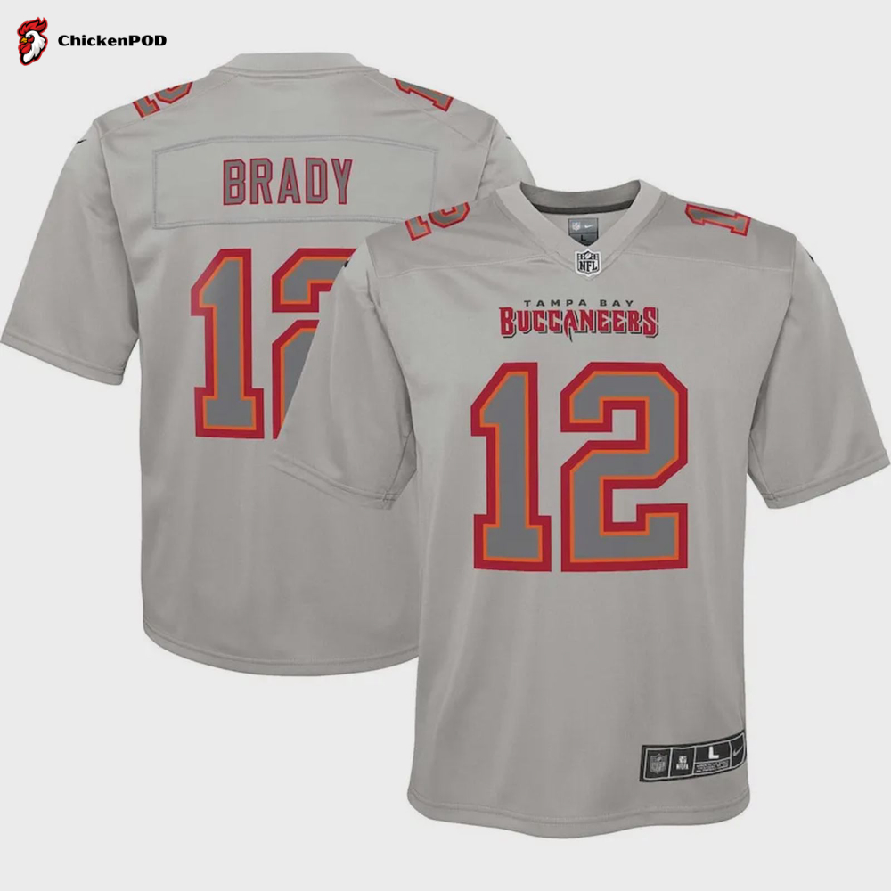 Tom Brady Tampa Bay Buccaneers Youth Atmosphere Game Jersey – Gray