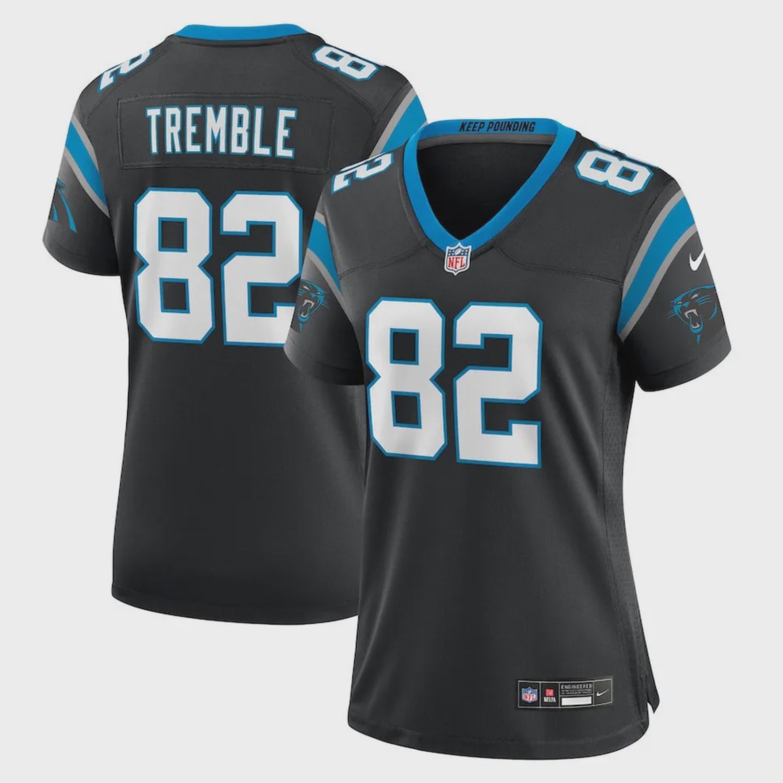 Tommy Tremble 82 Carolina Panthers Women’s Team Game Jersey – Black