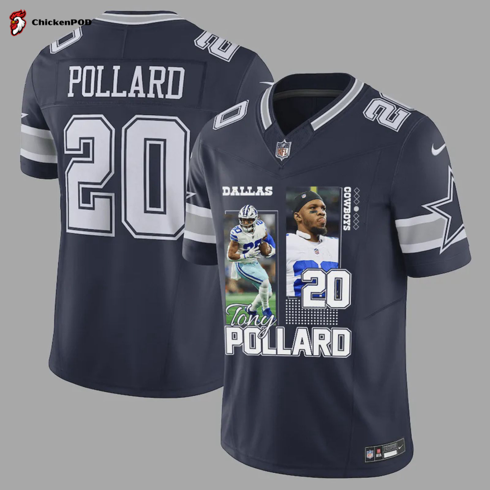 Tony Pollard 20 Dallas Cowboys Art Design Game Jersey – Men, Navy