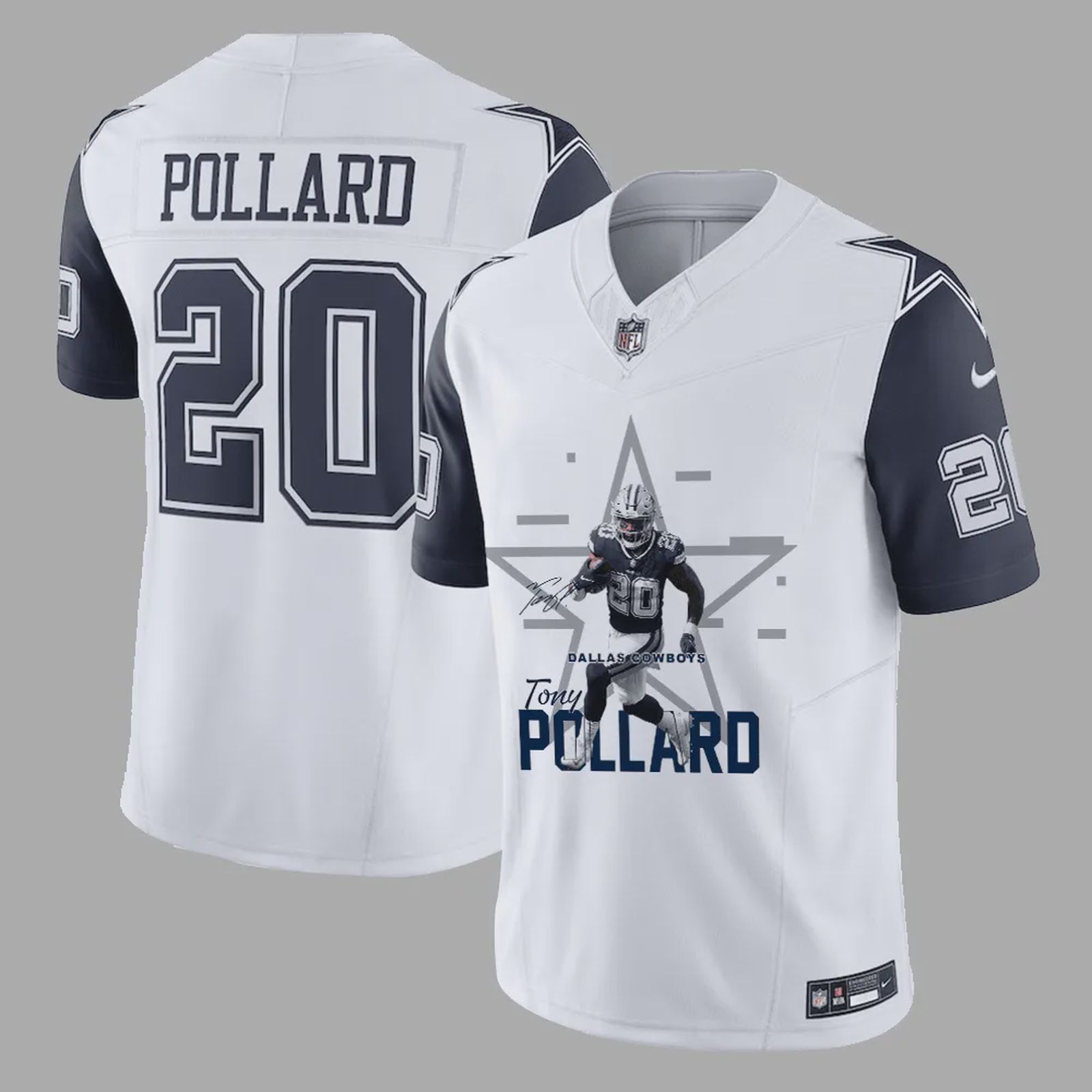 Tony Pollard 20 Dallas Cowboys Drive to Victory Game Jersey – Men, White