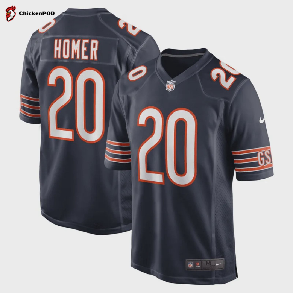 Travis Homer 20 Chicago Bears Men Game Jersey – Navy