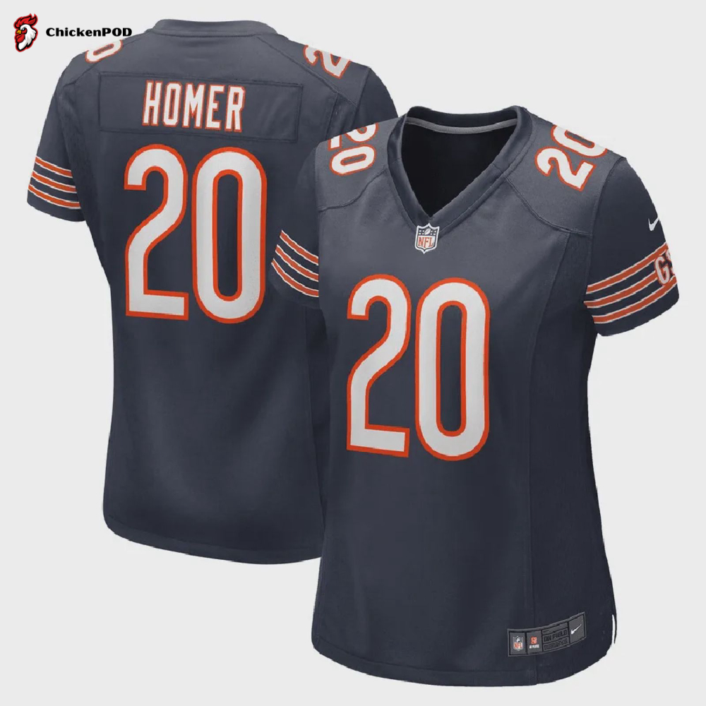 Travis Homer 20 Chicago Bears Women Game Jersey – Navy