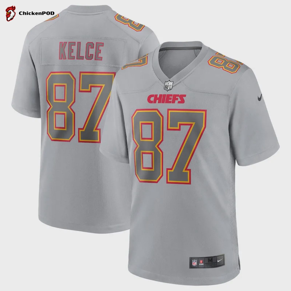 Travis Kelce 87 Kansas City Chiefs Atmosphere Fashion Game Jersey – Gray