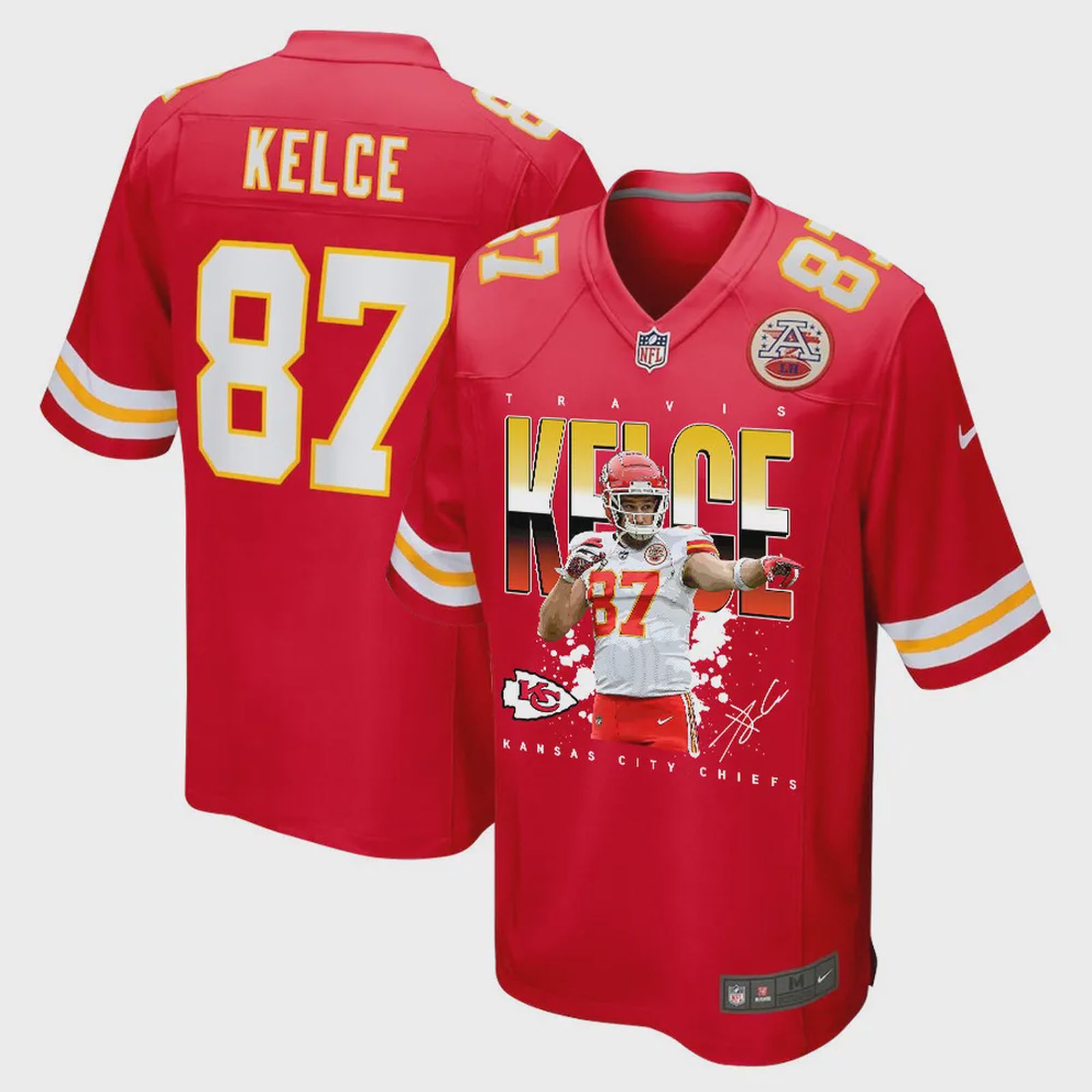 Travis Kelce 87 Kansas City Chiefs Catching Fire Game Jersey – Men, Red