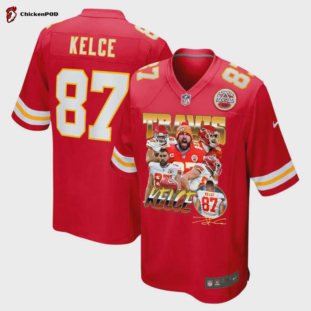 Travis Kelce 87 Kansas City Chiefs Drive to Victory Game Jersey – Men, Red