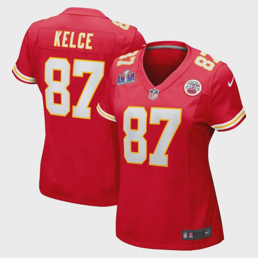 Travis Kelce 87 Kansas City Chiefs Super Bowl LVIII Patch Fashion Game Jersey – Red