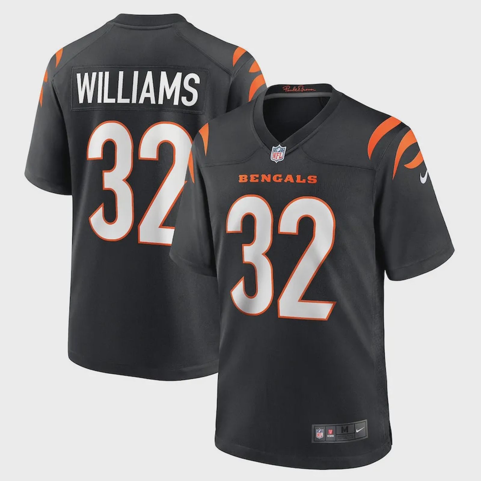 Trayveon Williams 32 Cincinnati Bengals Men’s Game Jersey – Black