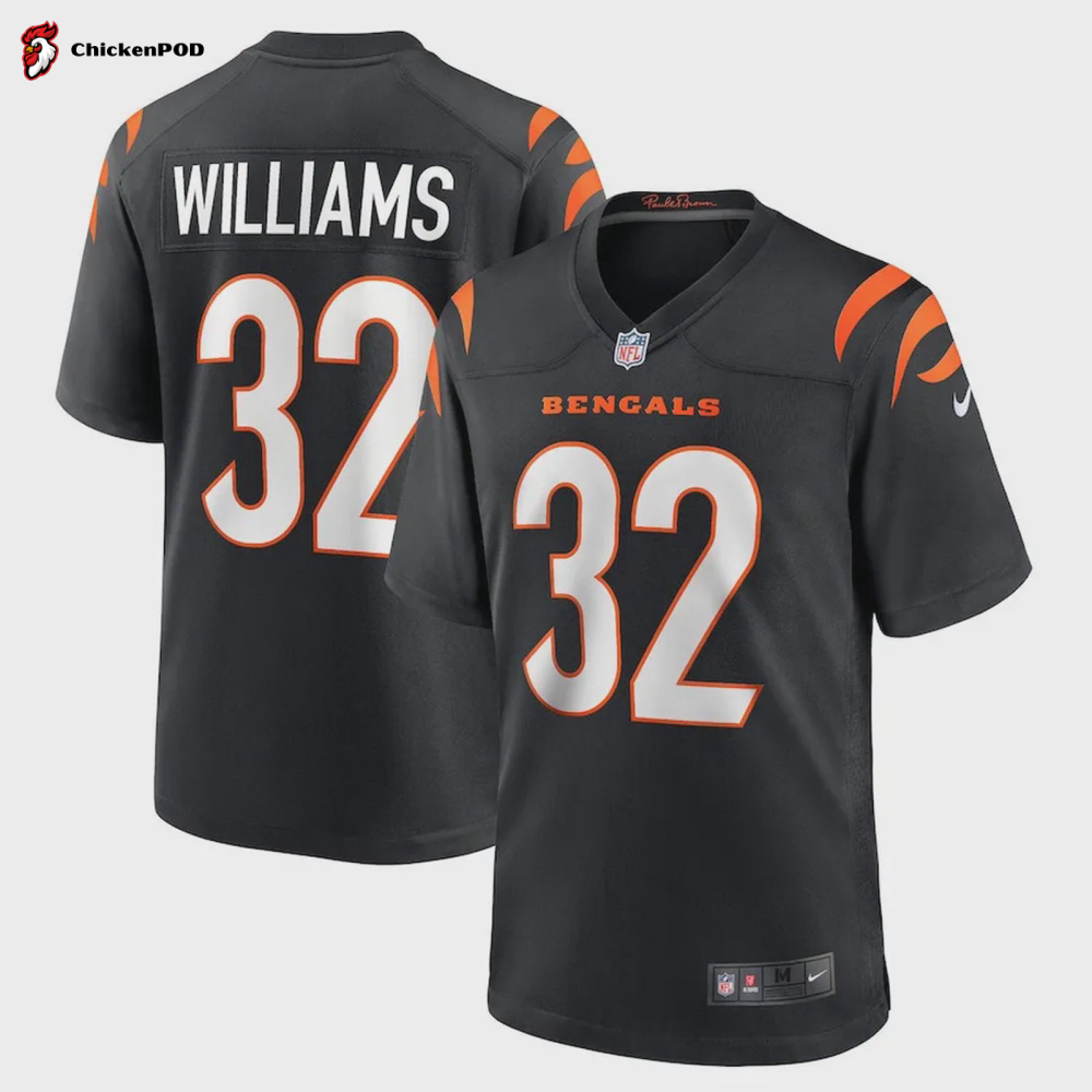 Trayveon Williams 32 Cincinnati Bengals Men’s Game Jersey – Black