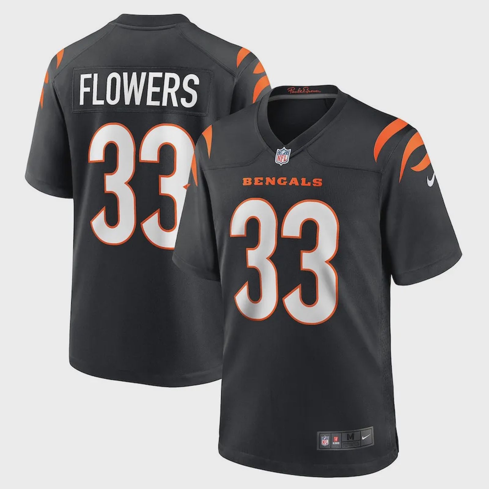 Tre Flowers 33 Cincinnati Bengals Game Jersey – Black