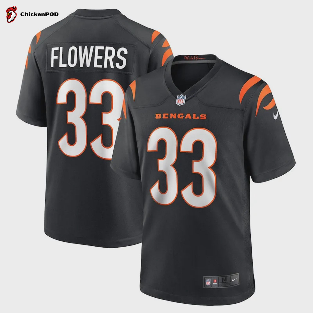 Tre Flowers 33 Cincinnati Bengals Game Jersey – Black