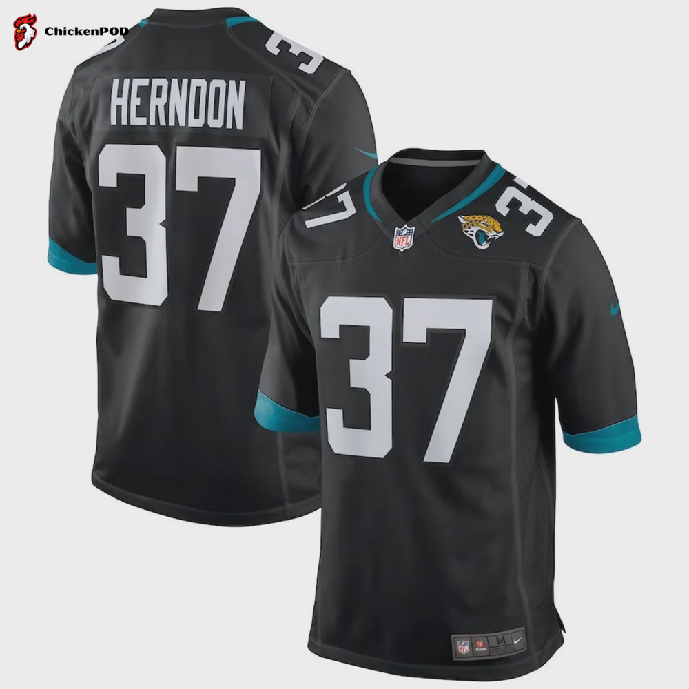 Tre Herndon 37 Jacksonville Jaguars Men’s Game Jersey – Black