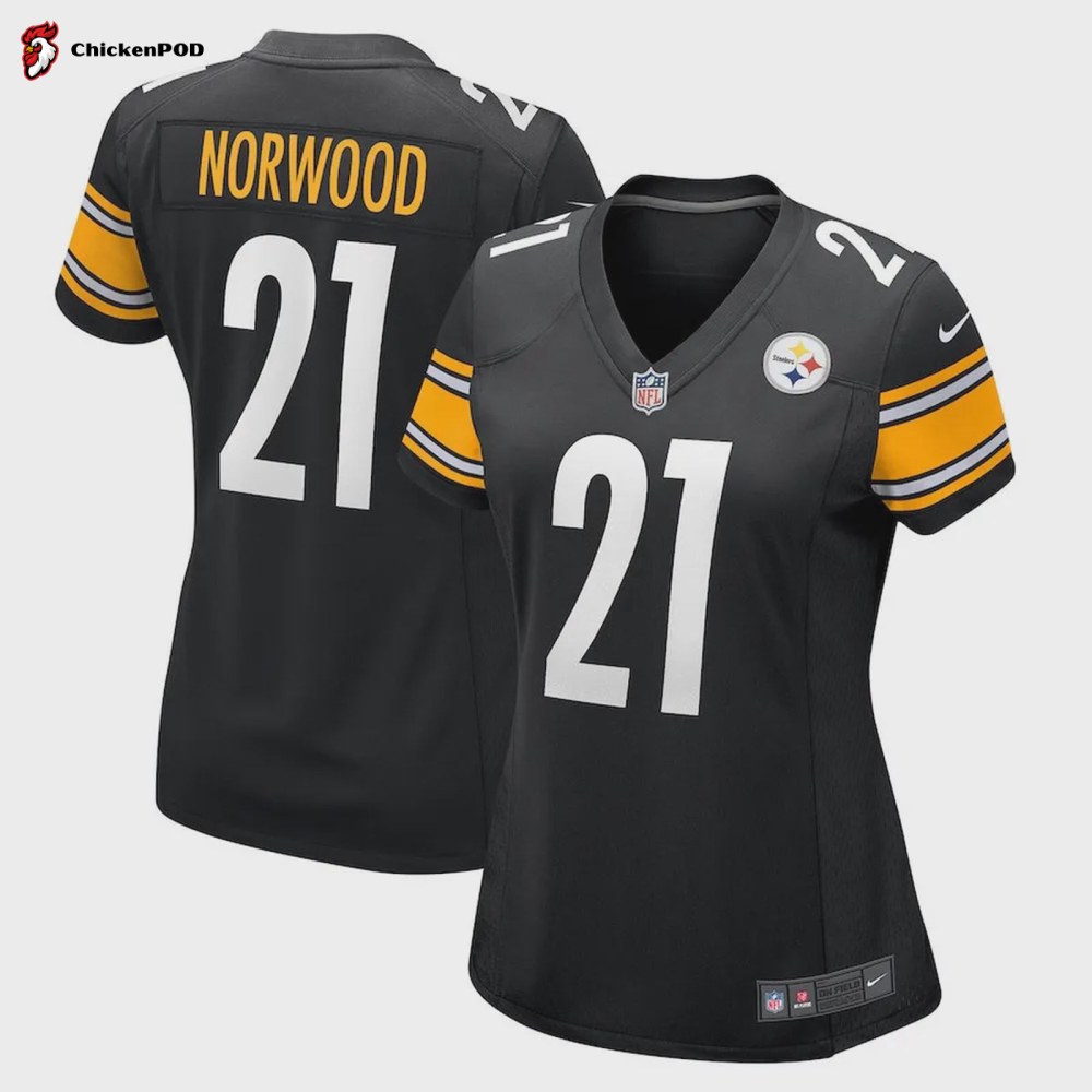 Tre Norwood 21 Pittsburgh Steelers Women’s Game Jersey – Black