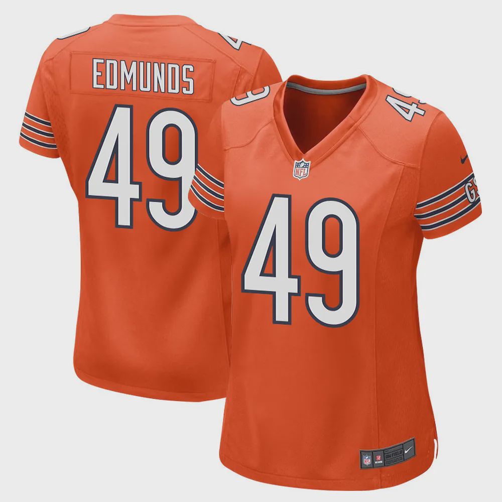 Tremaine Edmunds 49 Chicago Bears Women Alternate Game Jersey – Orange