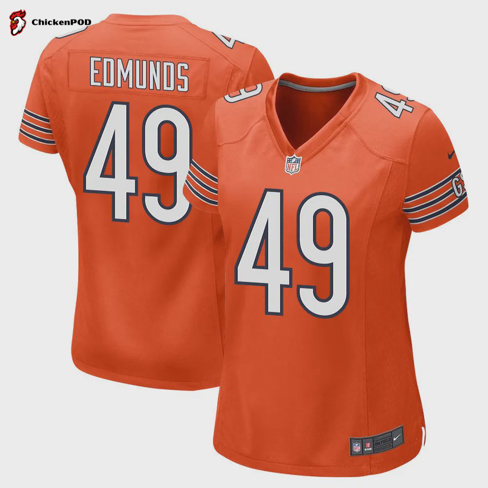 Tremaine Edmunds 49 Chicago Bears Women Alternate Game Jersey – Orange