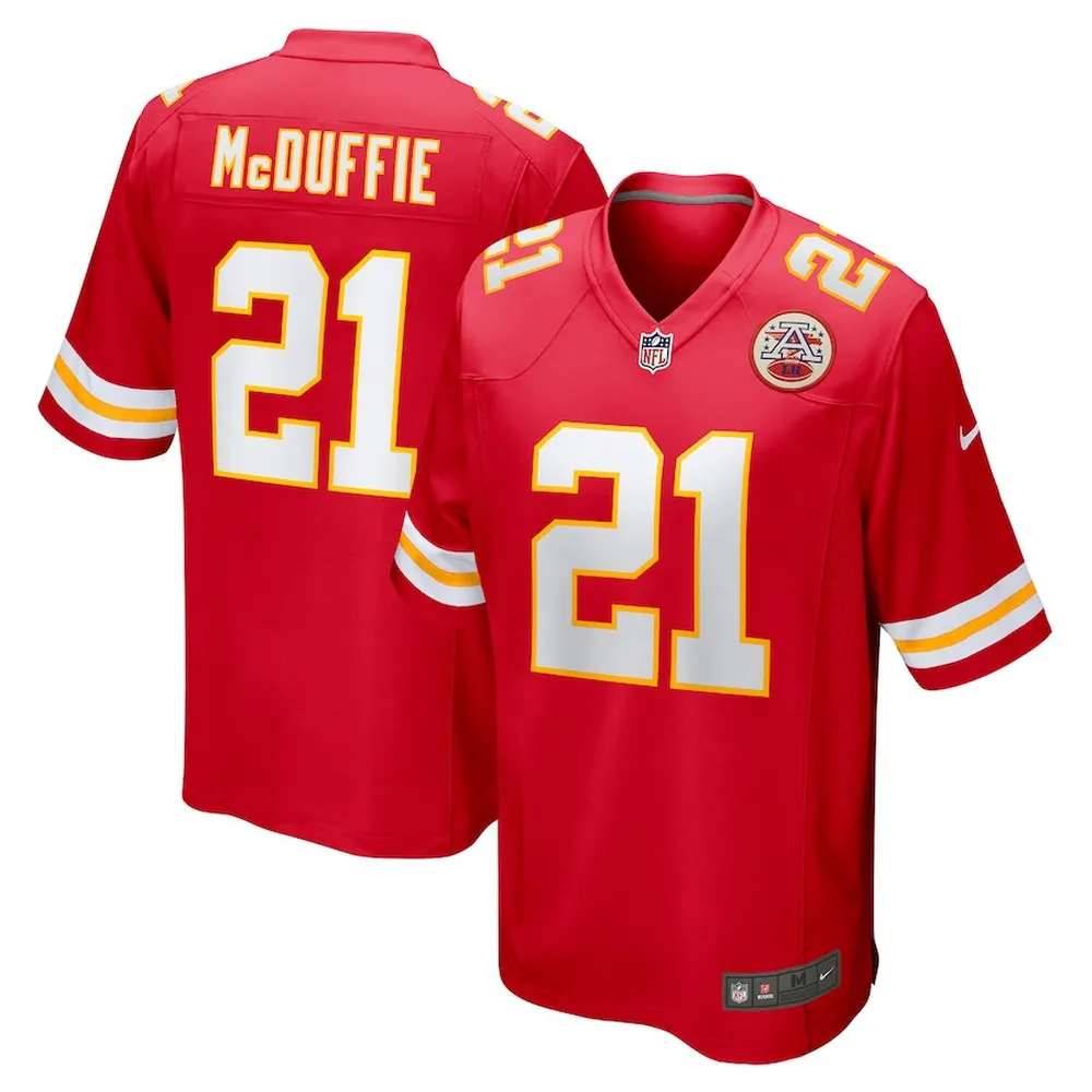 Trent McDuffie 21 Kansas City Chiefs Game Player Jersey – Red