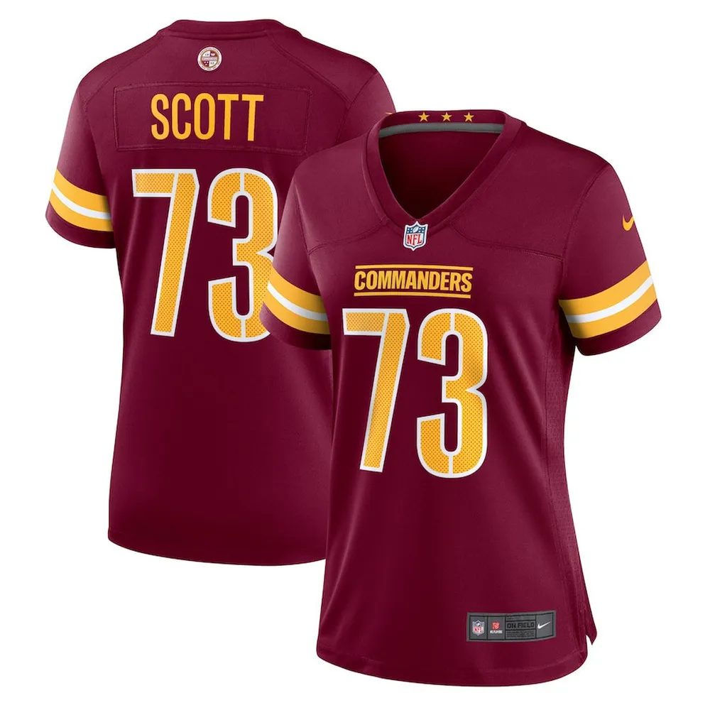 Trent Scott 73 Washington Commanders Women’s Game Jersey – Burgundy