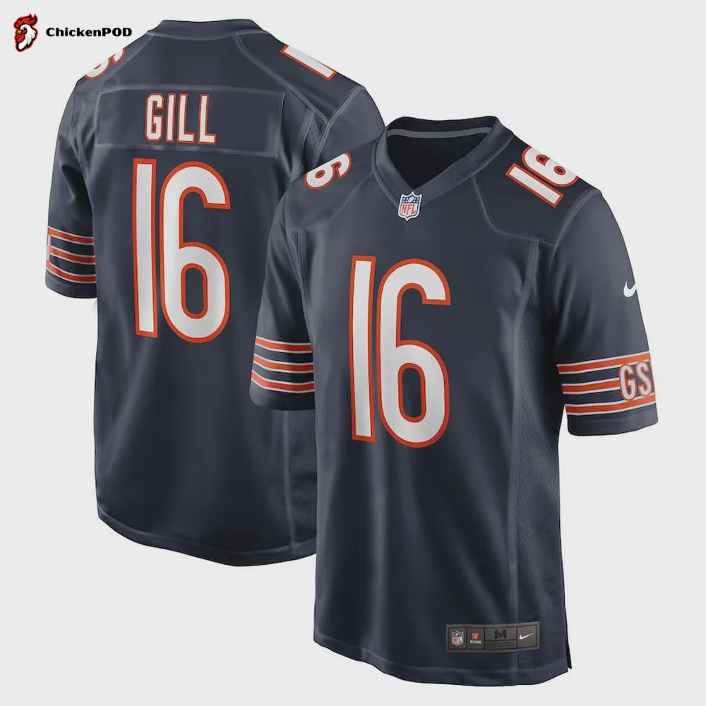 Trenton Gill Chicago Bears Game Player Jersey – Navy