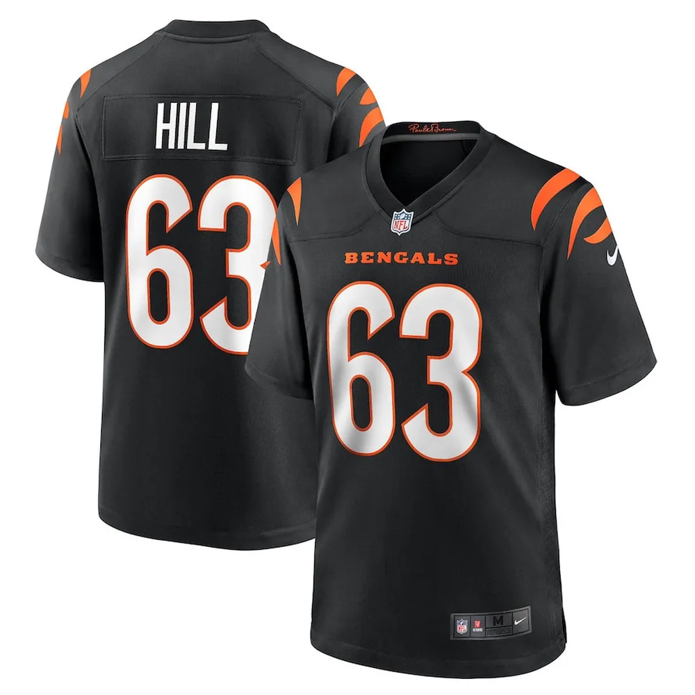 Trey Hill 63 Cincinnati Bengals Game Jersey – Black