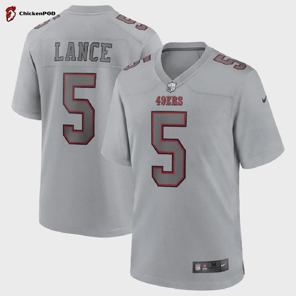 Trey Lance San 5 Francisco 49ers Men Atmosphere Fashion Game Jersey – Gray