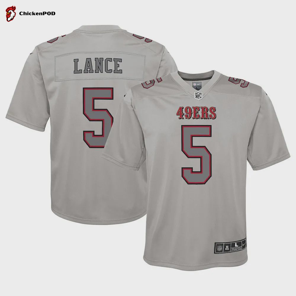 Trey Lance San 5 Francisco 49ers Men Atmosphere Fashion Game Jersey – Gray