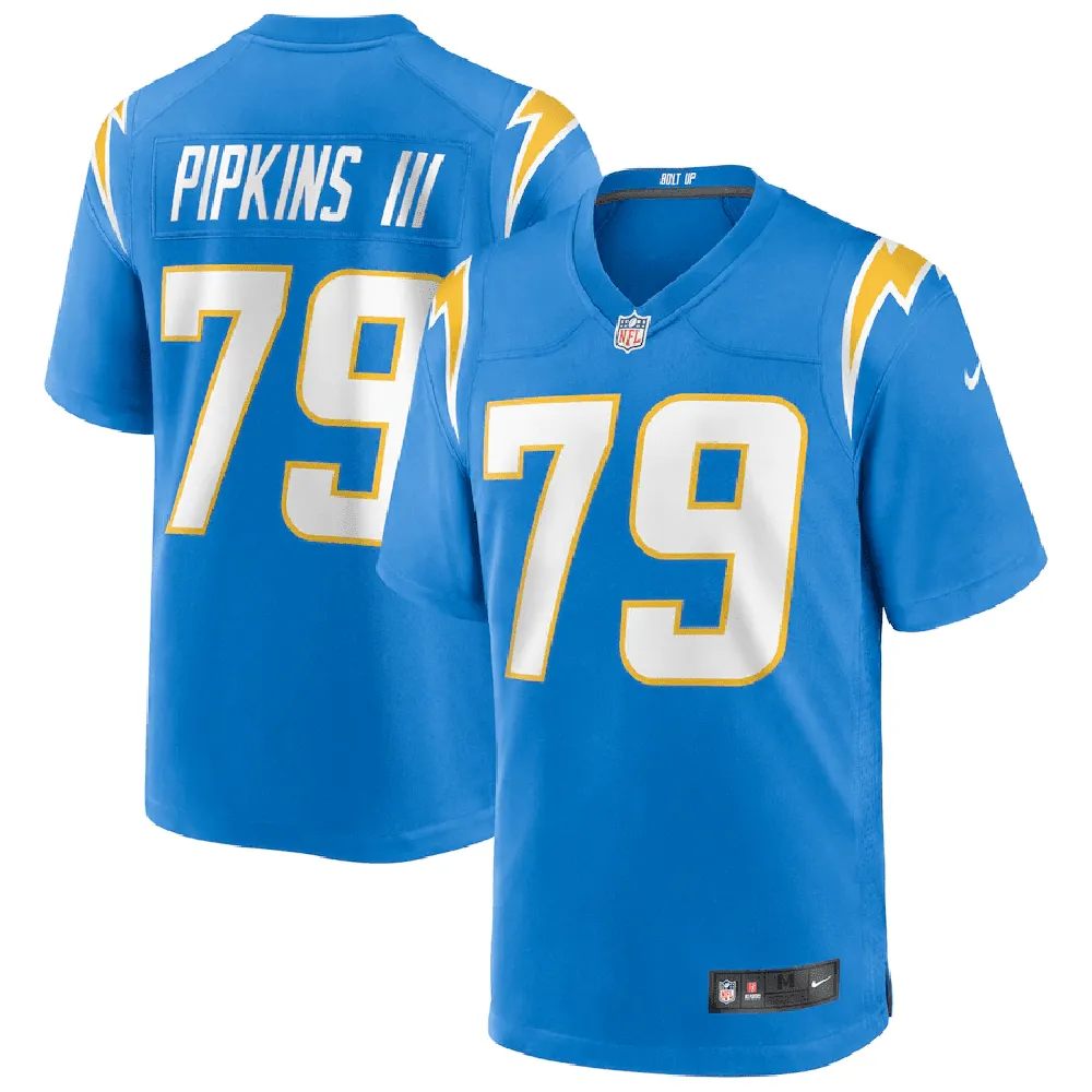 Trey Pipkins III 79 Los Angeles Chargers Game Jersey – Powder Blue