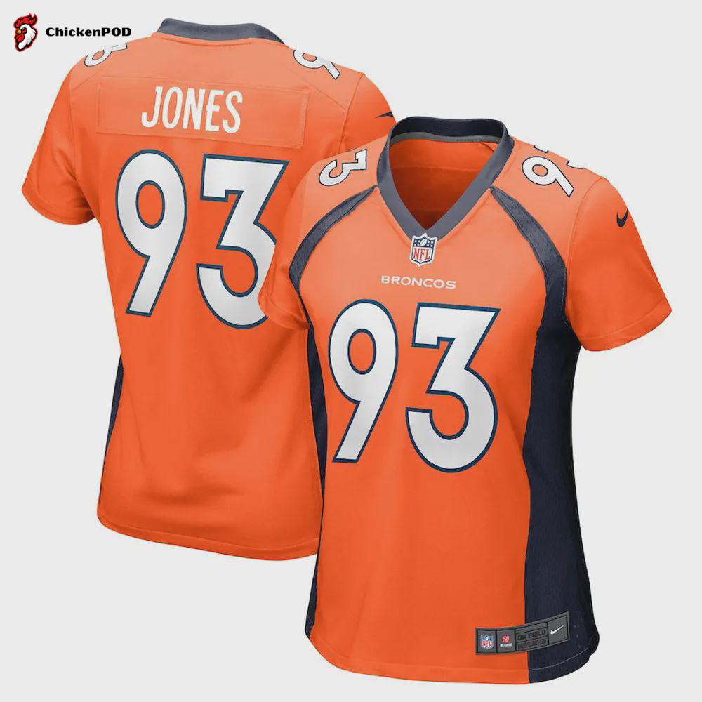 Troy Jones 93 Denver Broncos Women’s Game Jersey – Orange