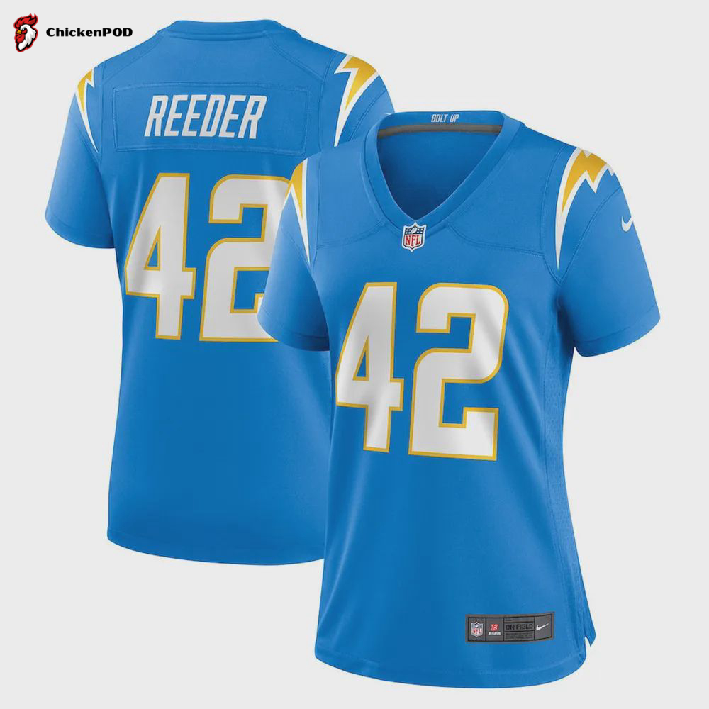 Troy Reeder 42 Los Angeles Chargers Women’s Game Jersey – Powder Blue