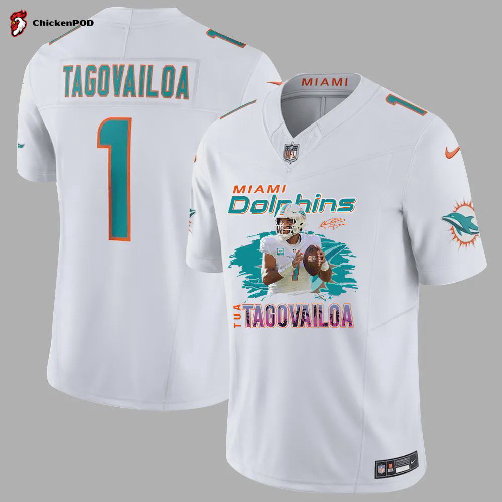 Tua Tagovailoa 1 Miami Dolphins Art Design Game Jersey – Men, White