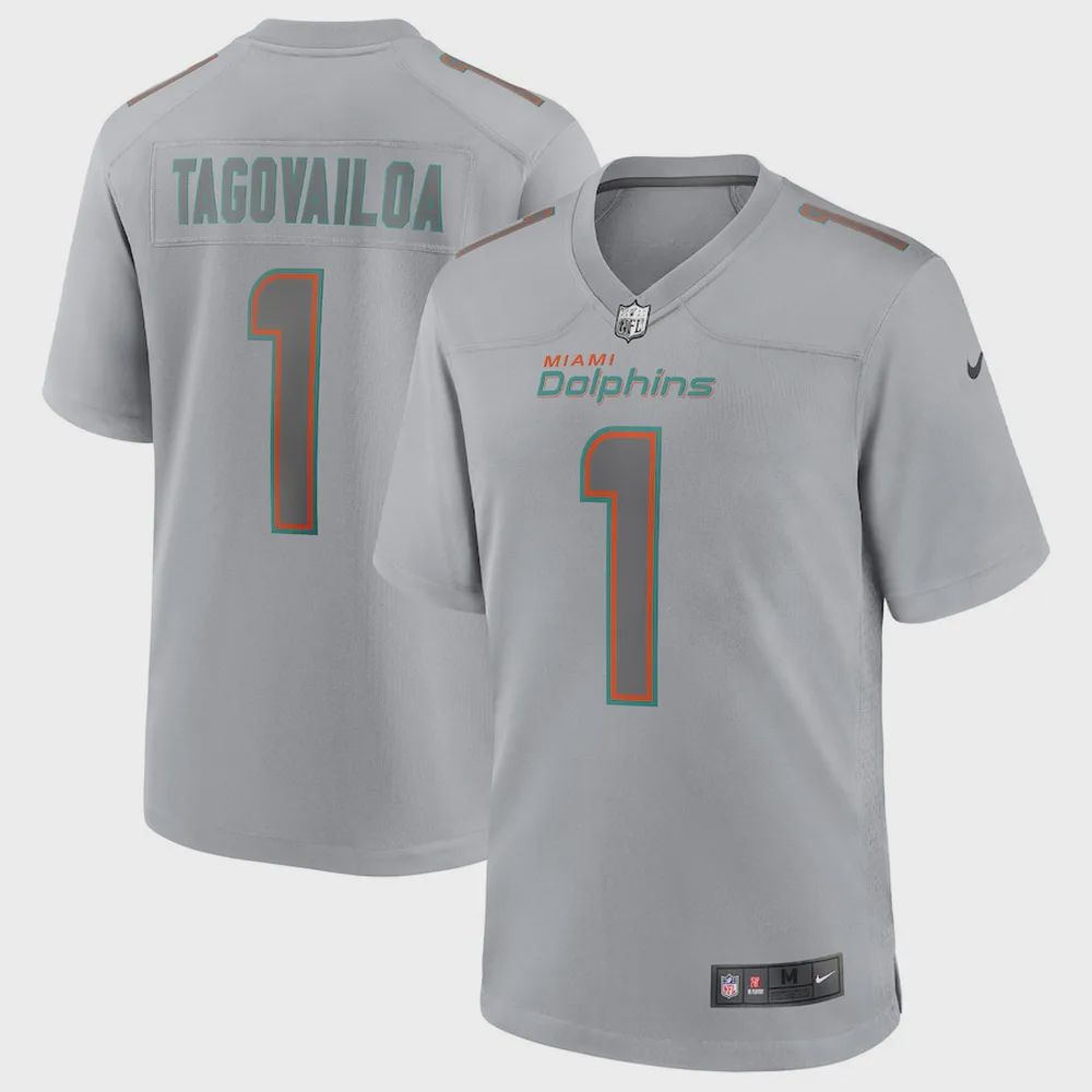 Tua Tagovailoa 1 Miami Dolphins Atmosphere Fashion Game Jersey – Gray