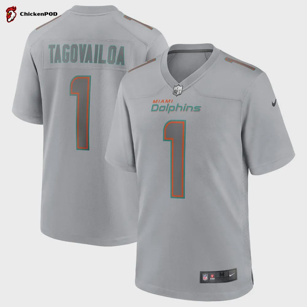 Tua Tagovailoa 1 Miami Dolphins Atmosphere Fashion Game Jersey – Gray