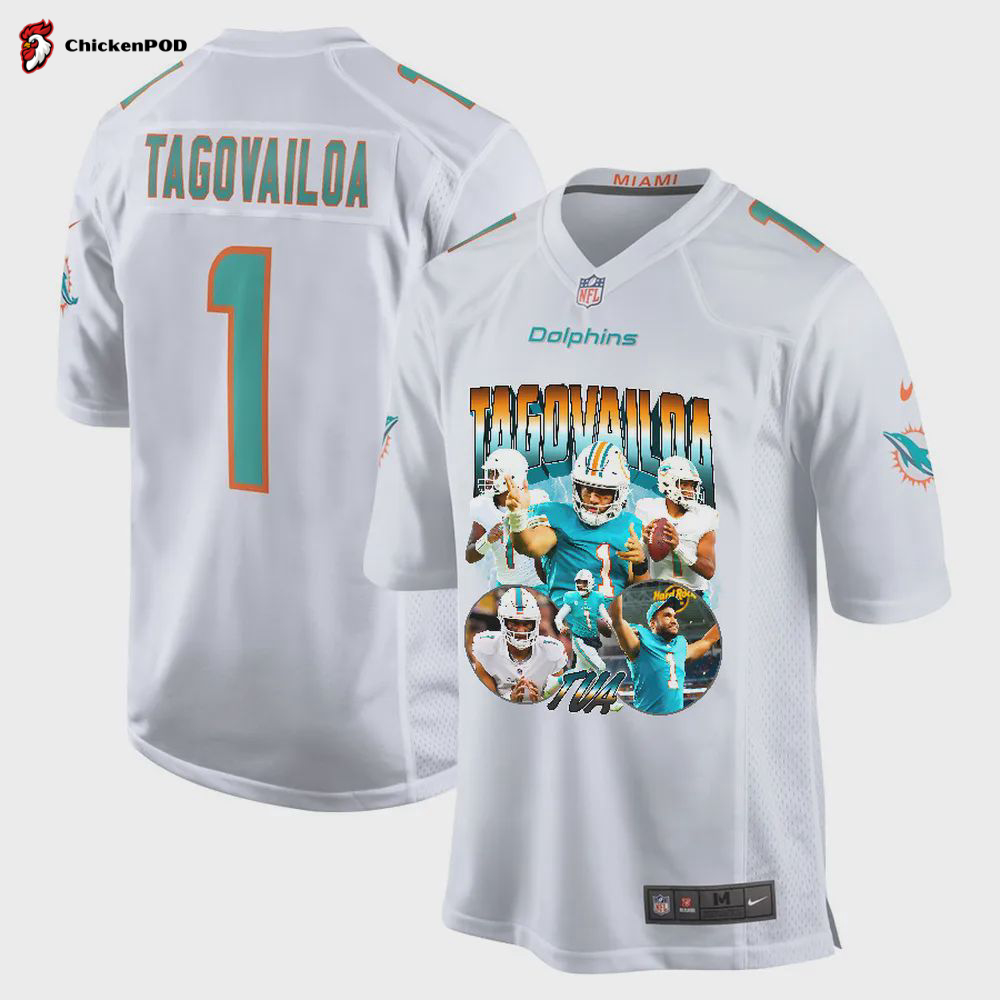 Tua Tagovailoa 1 Miami Dolphins Hawaiian Hero Game Jersey, White- Men