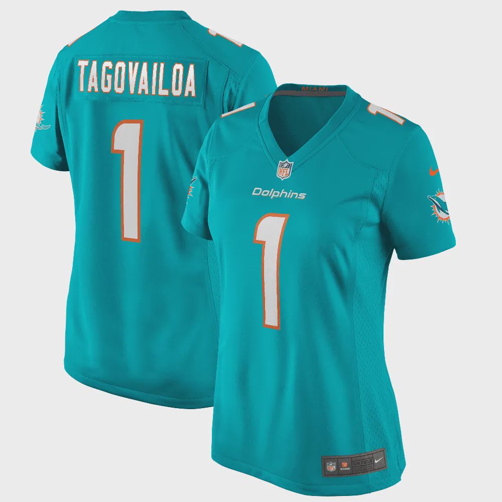 Tua Tagovailoa Miami Dolphins Women’s Game Jersey – Aqua Jersey